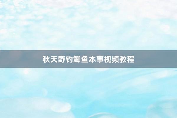 秋天野钓鲫鱼本事视频教程